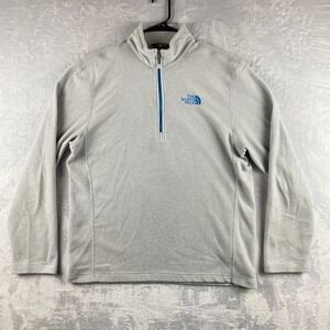 The North Face Jacket Mens Medium Gray 1/4 Zip Pullover Terry Cloth Towelling